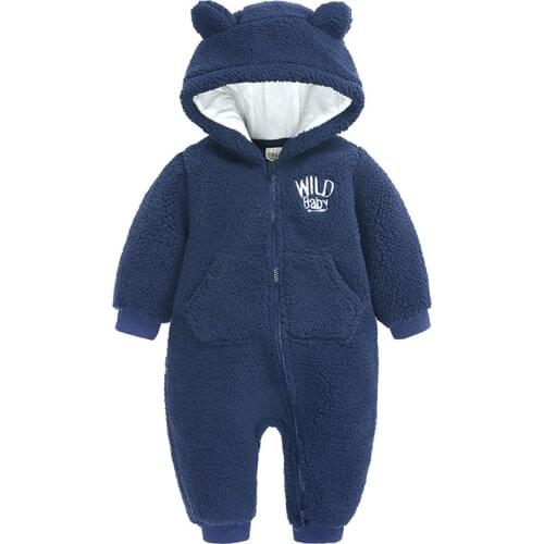 Unisex 0-18M Baby Romper Baby Girl Clothes Solid Newborn Fleece One-Piece Zipper Baby Boy Clothes Winter Roupas de bebe