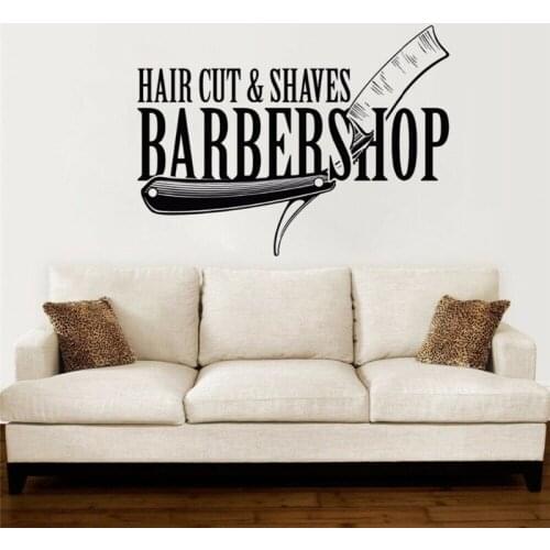 Barbershop Wall Vinyl Haircut Shaves Stylist Wall Sticker Hair Salon Decoration Barber Shop Window Sticker Vinyl Wallpaper LW63