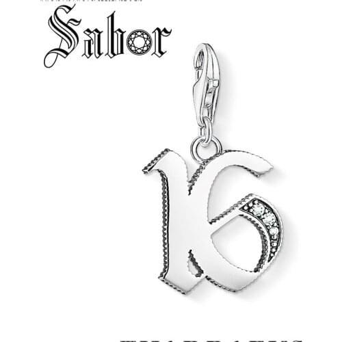 Numbers 16 Vintage Charm For Women Men Trendy silver plated Gift Jewelry Fit Bracelet Necklace Phone Chain Keyring thomas