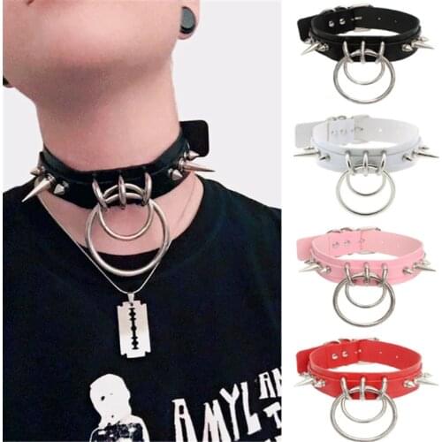 Choker Black Spike Necklace For Women Metal Rivet Studded Collar Girls Party Club Chockers Gothic Jewelry Cosplay Accessories