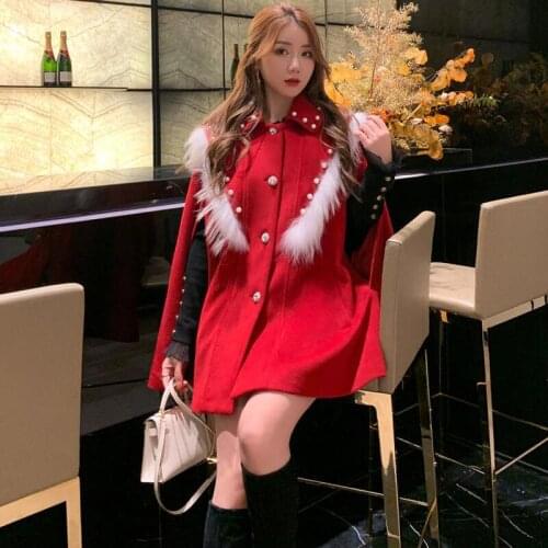 Winter Woolen Coat Women Clothes New 2021 Winter Woolen Jacket Women Clothing Short Slim Thick Warm Beaded Jackets Female Coats