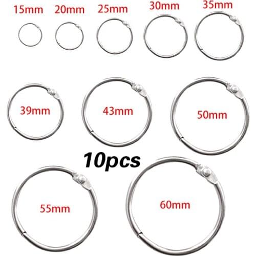 10pcs Metal Ring Binder DIY Albums Loose-leaf Book Hoops Opening Office Binding Photo Album Circle Keychain Notebook Scrapbook