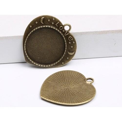 Reidgaller 10pcs dia 25mm cabochon settings antique bronze cameo pendant base trays diy jewelry blank bezels