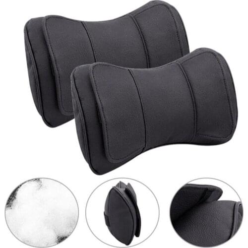 2pcs Black Dog bone design 100% Brand New And High Quality Leather and fiber filling Car Truck Seat Headrest Neck Rest Pillows