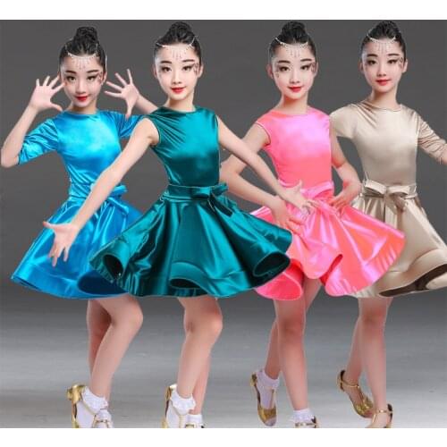 2019 Summer Girls Latin Dance Dress ChildrenS More Color Sexy Sleeveless Kids Competition Stage Ballroom Dancing Clothes DL3608