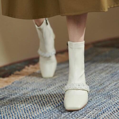 2021 Fall Shoes Thigh High Leather Boots Women Fashion Winter Women Boots Solid Split Leather Female Boots Short Modern Boots