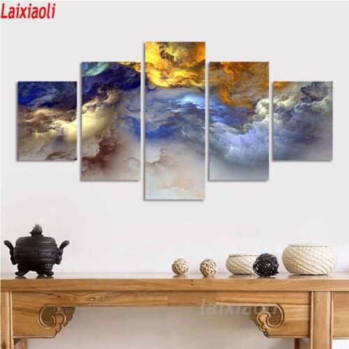 5 pcs 5D Diy Full Square round Diamond Painting Cross Stitch Colorful Clouds view Diamond Embroidery natural scenic wall decor