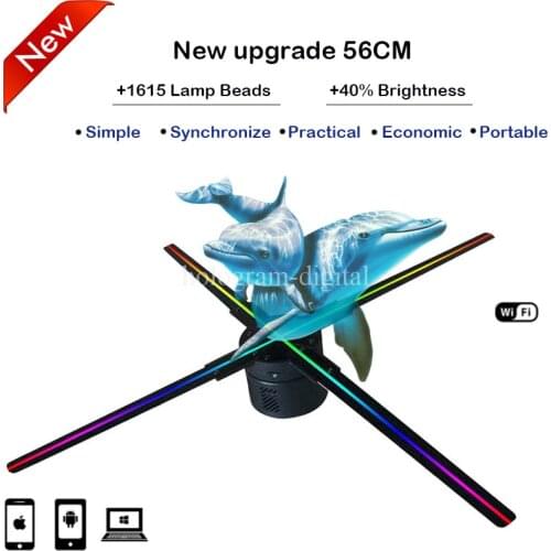 56CM wifi /pc 3d fan Hologram projector Advertising Display hologram Fan lamp 3d Display Advertising logo Light Decoration