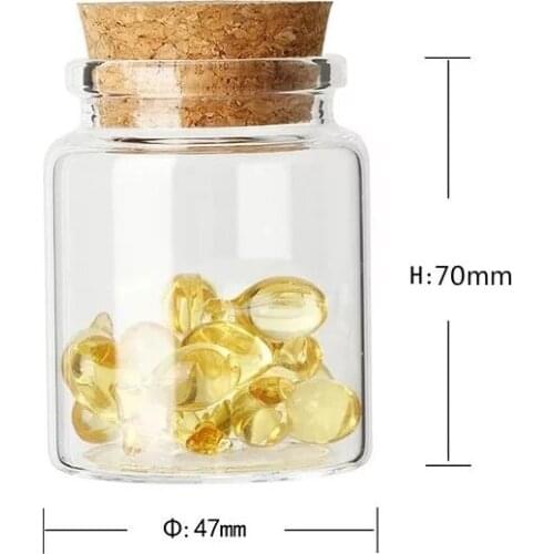 8PCS 47*70mm 90ml Large Glass Bottles Jars Wishing Bottle Empty Sample Storage Jars with Cork Stoppers Glass Bottle Containers