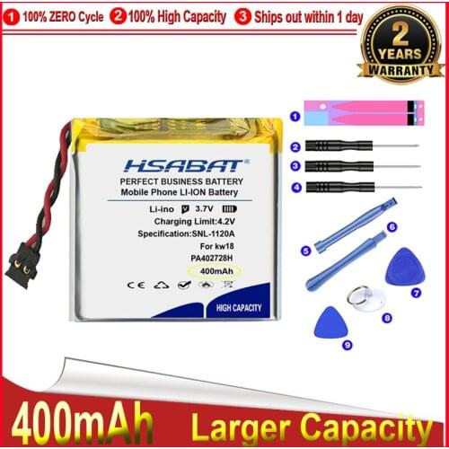 HSABAT 0 Cycle 400mAh Battery for KW18 wristwatch smartwatch Smart Watch saat hour clock watch Replacement Accumulator