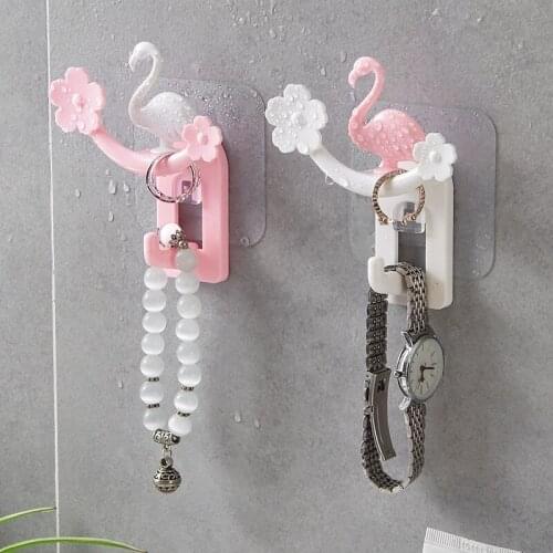 Home Decoration Accessories Bathroom Organizer Flamingo Shape Key Holder Wall 2 PCS/Lot Creative Household Strong Stickers Hook