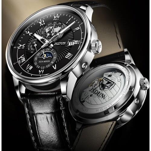 JSDUN Automatic Mens Watch Top Brand Luxury Mens Mechanical Watch Fashion Business Relojes Waterproof Relogio Masculino 8909