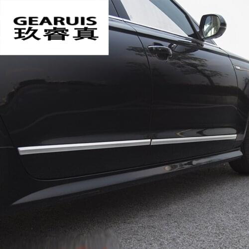 Car styling Auto Side Skirt Car Stickers Side Body Door Waist line Decoration Covers Trim for Audi A6 C7 2012-2018 Accessories