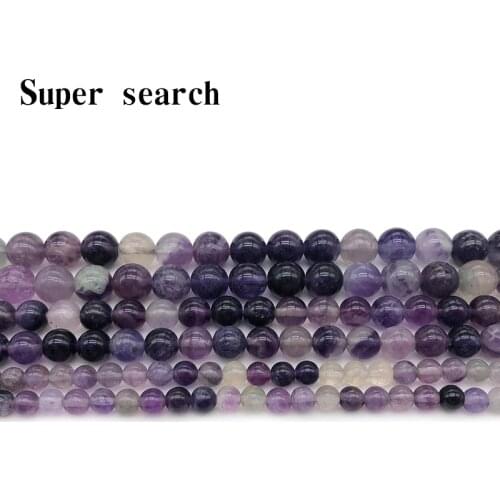 Natural Stone crystal Purple Fluorite Round Bead 15" Strand 4 6 8 10 12MM Pick Size Beads Jewelry Making Diy Jewelry Accessories
