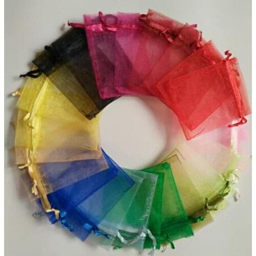 Household 50pcs/lot 7x9 cm Drawable White Small Organza Bags Favor Wedding Christmas Gift Bag Jewelry Packaging Bags Pouches