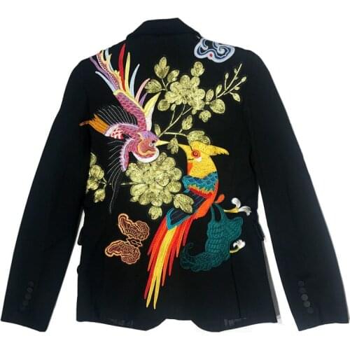 Stage Autumn Fashion Suit Men Party Suit Embroidery Blazer Slim Fit Jacket Singer Coat Performer Coat Drama Costume Blazer