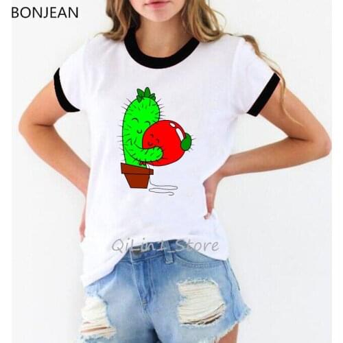 Summer Funny plant cactus with balloon printed tshirt women cute girlfriend birthday gift 90s tumblr clothes friends t shirt