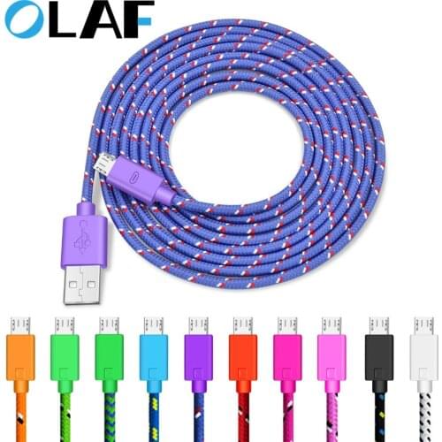OLAF 1M/2M/3M Nylon Braided Micro USB Cable USB Charger Cable cord For Samsung S7 Xiaomi Redmi Android Phone Fast Charging Cable