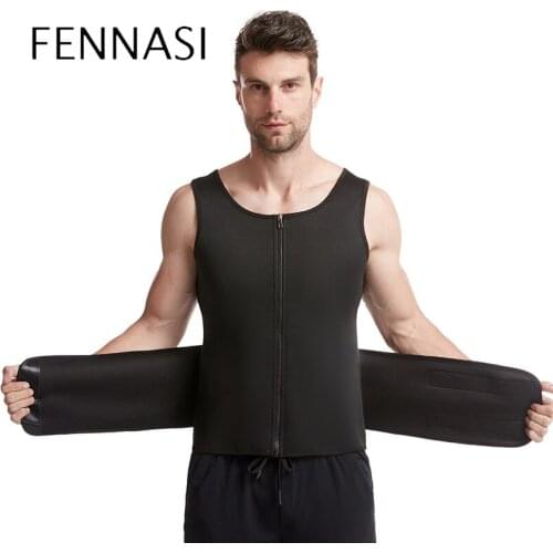 FENNASI Shapewear Men Mens Sports Vest Fitness Neoprene Corset Shaping Body Stovepipe Sweat Belly Retractor Body Suit