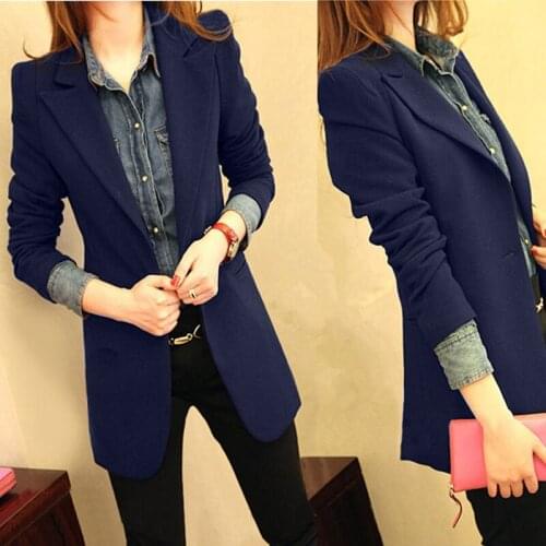 Small suit womens jacket Korean version of the 2018 spring and autumn new models long casual long sleeves wild large size suits