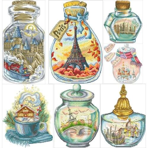 Landscape Series Cross Stitch Kits Patterns Printed Fabric Embroidery Needlework Sets 11CT 14CT DIY Sewing Craft Canvas Painting