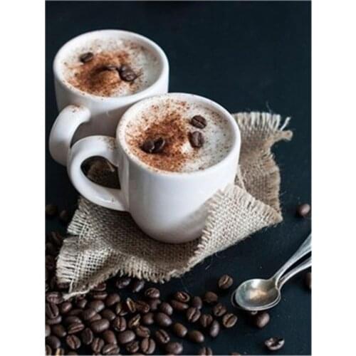 Coffee Cup Flowers Kitchen DIY 11CT Embroidery Cross Stitch Kits Needlework Craft Set Printed Canvas Cotton Thread Design