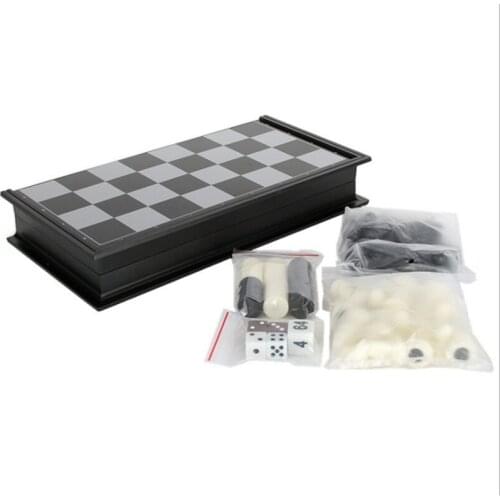 Backgammon Checkers Set Foldable Board Game 3-In-1 Road International Folding Portable Board Game
