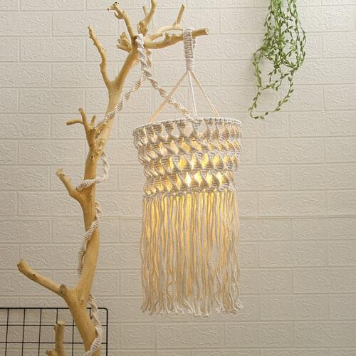Wall Hanging Macrame Lampshade Boho Hand-Woven Lamp Cover Pendant Tassel Tapestry For Living Room Wedding Decoration