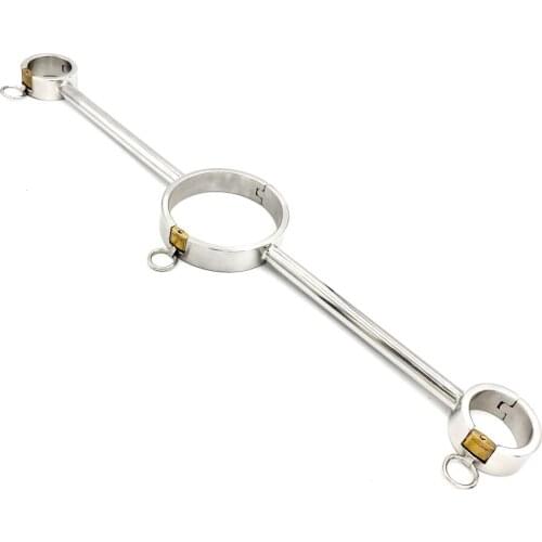 Latest Stainless Steel Pillory Cangue Collar Neck Ring Oval Handcuffs Wrist Restraint Bondage Yoke Adult Sex Toy For Male Female