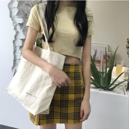 2021 New Thin Canvas Bag Simple Letter Shoulder Bags Large Capacity Korean Style Simple Shopping Tote Fashion Handbag