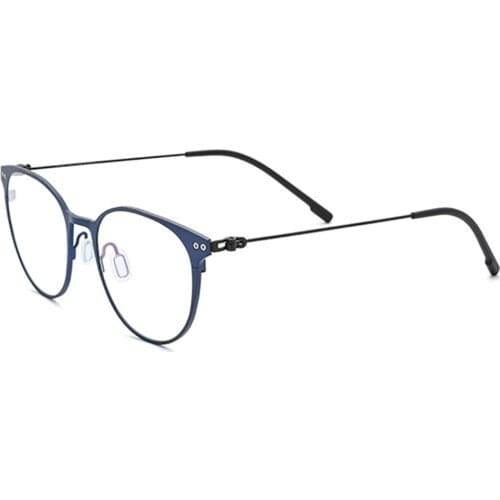 Pure Titanium Glasses Frame Women Vintage Round Myopia Optical Prescription Eyeglass Frame Men Screwless Eyewear JDA3158