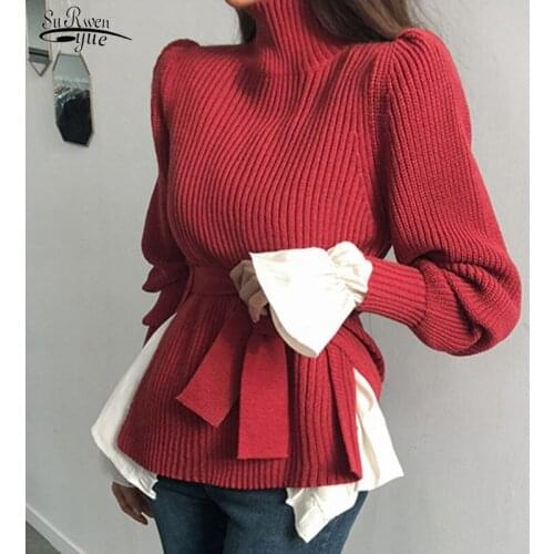 Fall 2021 Korean Style Elegant Pull Turtleneck Pullover Sweater Women Ropa Invierno Mujer Pink Black Cropped Blusa Tricot 16485