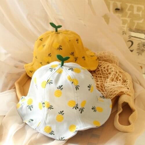 Cute Little Grass Baby printing Hat Summer Breathable Cotton Boys Girls Bucket Hat Solid Color Infant Toddler Sun Beach Cap
