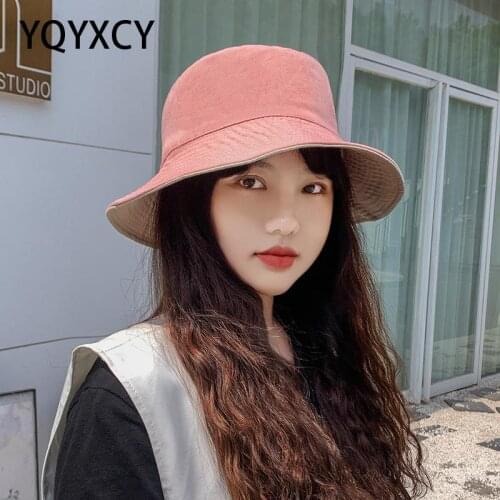 Bucket Hat Women Double Sided Fisherman Hat Cotton Sunshade Panama Cap Casual Bucket Hats For Women Men Unisex Gorros Flat