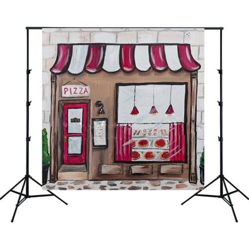 Pizza Gelateria Oil Painting Backdrop Birthday Party Banner Sweet Pink Girl Photography Background Photo Studio Photoshoot Props