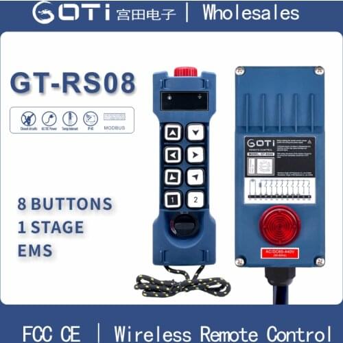 Industrial Wireless Remote Control GT-RS08 8 1 Speed Buttons 18-65V 65-440V UHF for Overhead Crane Instead of F24-8S F23