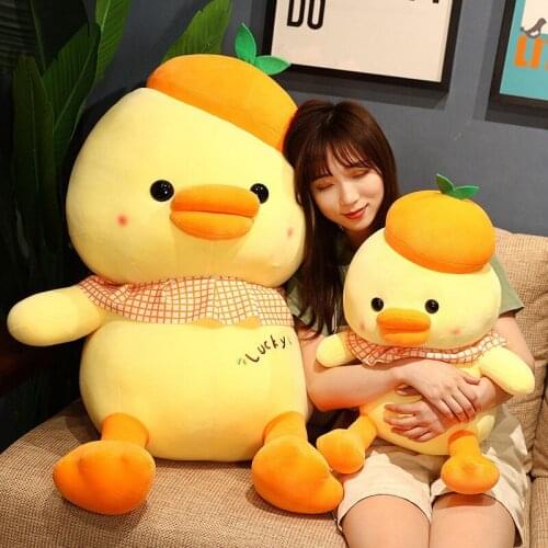 Net Red Lucky Yellow Duck Doll Plush Toy Soft Cartoon Animal Stuffed Doll Girl Pillow Doll Child Soothing Toy Kids Birthday Gift