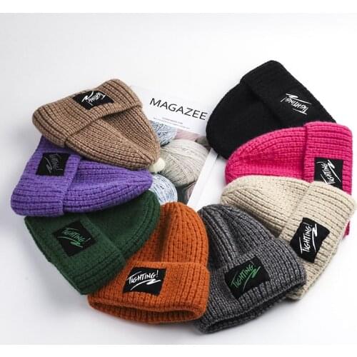 2020 Autumn Winter Hat Men Warm Beanies Hats For Women Knitted Hat Casual Solid Letters Wool Bonnet Femme Cap Skullies Hat