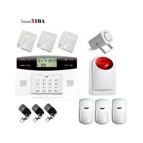 SmartYIBA Wireless GSM Alarm System+3pcs Remote Controller+3pcs PIR Motion Sensor+3pcs Door Sensor+Strobe Siren+Horn Alarm Kits