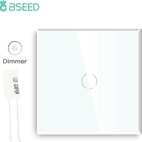 BSEED LED Dimmer Switch 1Gang/2Gang Touch Switch Dimmer With Blue Backlight 1Way EU Standard Dimmable Wall Switch