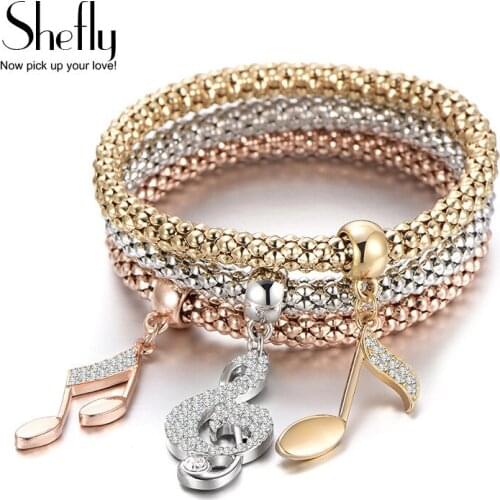 Gold Silver Color Musical Notes Bracelet for Women Luxury Jewelry Friendship Gifts Crystal Zircon Charm Adjustable Bracelet 2020