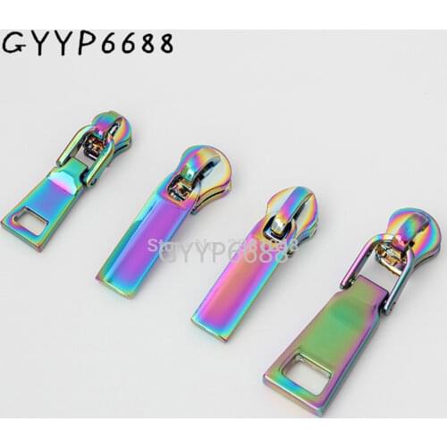 10-30-100sets 3# 5# Iridescent Rainbow metal nylon head teeth zipper puller slider metal Plating accessory bags,garments fabric
