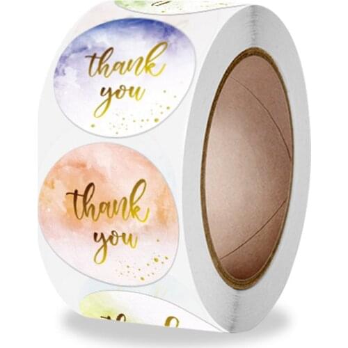 100-pcs Watercolor Thank You Stickers, Round Thank You Adhesive Stickers for Small Business Baby Shower Wedding Bridal Supplies