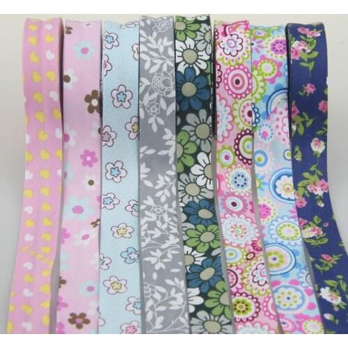 100% Cotton Bias Binding Tape Folded Trim Ribbon 20mm,3/4" 10meter printed Star Flowers Stripe DIY Craft Sewing Accessories