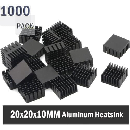1000Pcs Gdstime 20x20x10mm Aluminum Heatsink with 3M Tape Conductive Adhesive 20mm 2cm For LED VGA CHIP Transistor