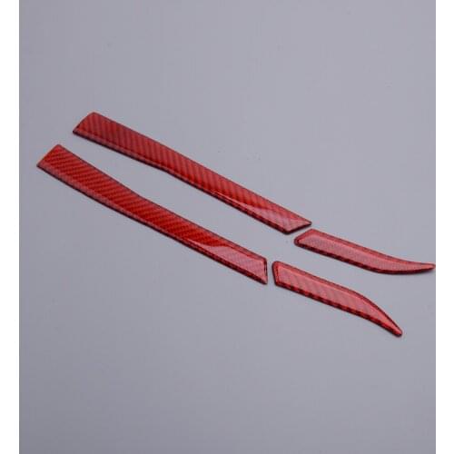 4pcs Carbon Fiber Rearview Side Door Wing Mirror Base Bottom Cover Trim Strip Red Fit for Ford Mustang 2015 2016 2017 2018 2019