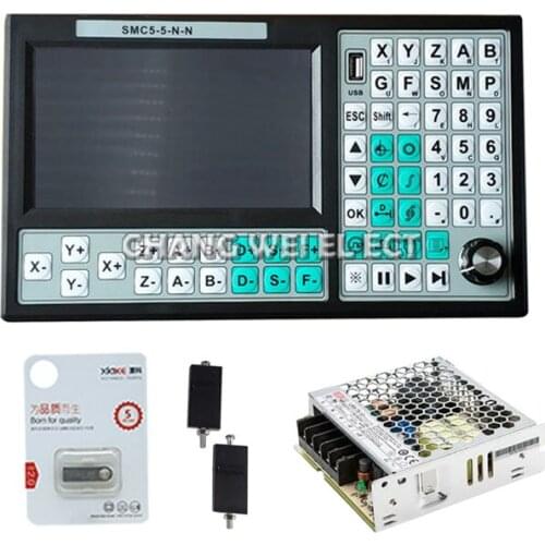 CNC 5-axis offline Mach3 USB controller SMC5-5-N-N500KHz G-Code 7-inch large screen 75W12V DC switching power supply