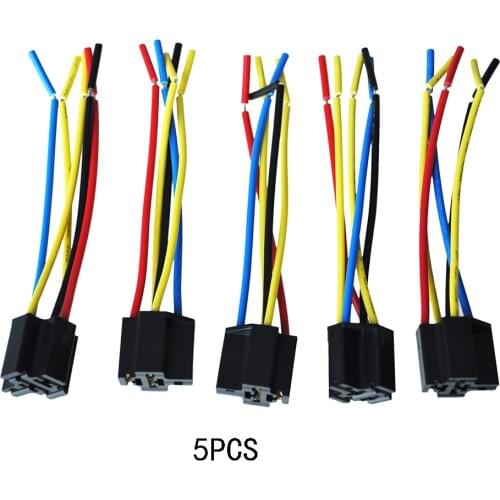 5pcs 5 Pins Cable Relay Socket Harness Connector DC 12V Car Replacement Parts Waterproof Professional High Temperature Resistant
