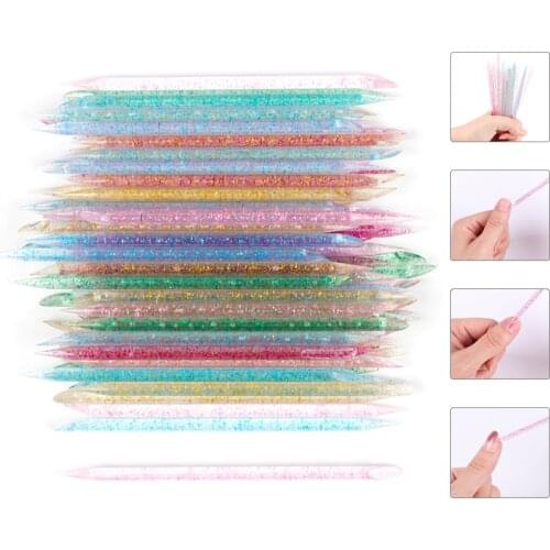 50/100Pcs Crystal Stick Cuticle Pusher Dead Skin Remover Colorful Reusable Sticks Dual-end Pedicure Care Nails Manicures Tools