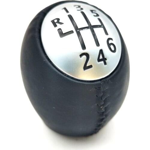 6Speed Car Gear Shift Silver Gear Knob PU Leather For Renault for Megane for Clio for Laguna